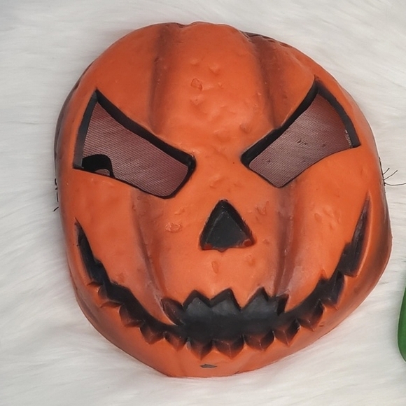 Vintage 90s Latex Halloween Masks Jack-o-lantern Pumpkin Frankenstein Monster 2 - Picture 3 of 15